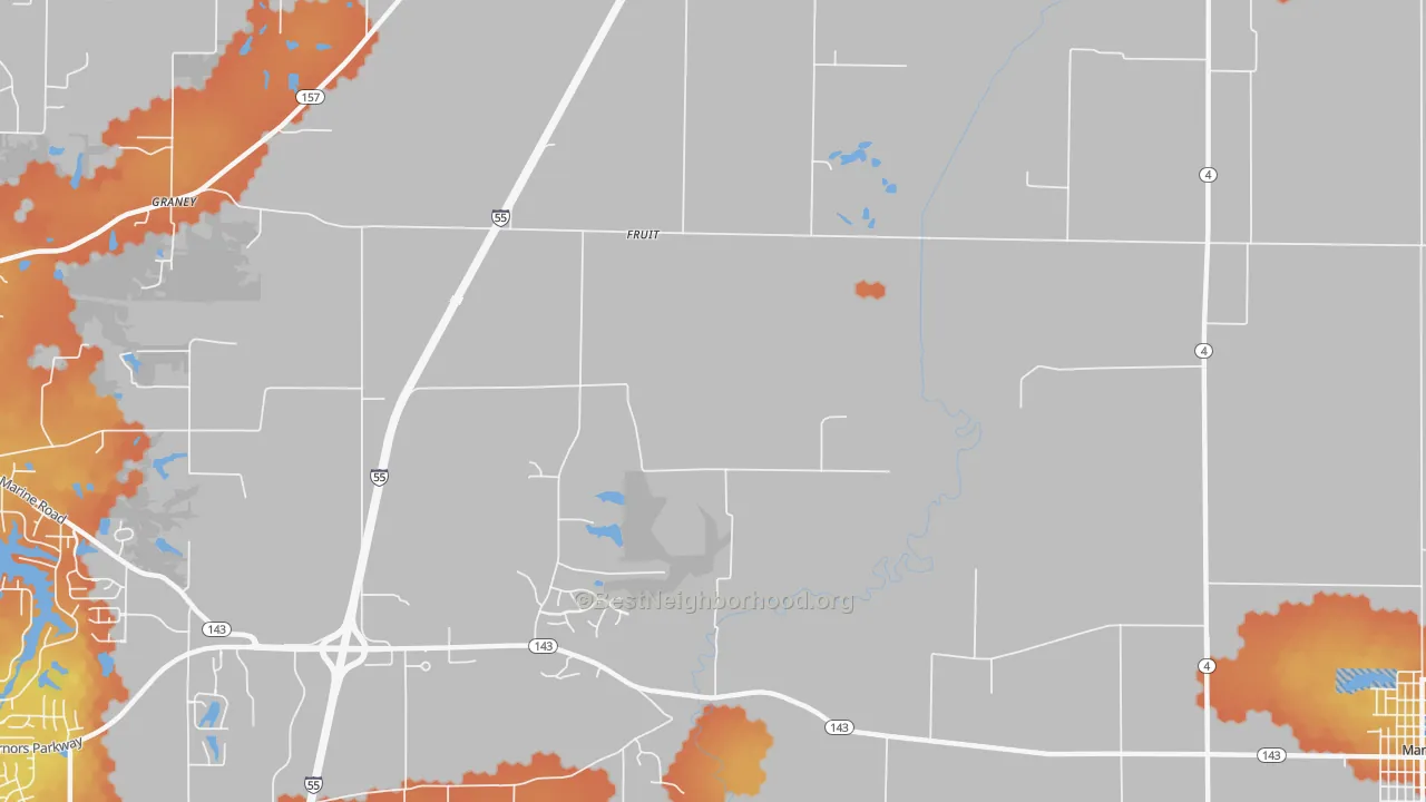 Bike Grade map of Fruit, IL