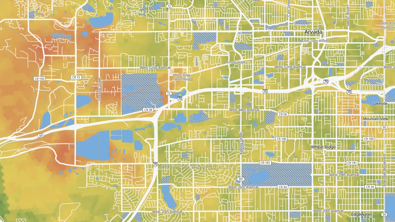 Bike Grade map of Fruitdale, Wheat Ridge, CO