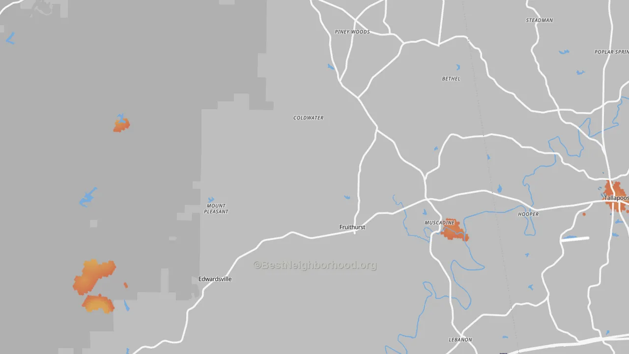 Bike Grade map of Fruithurst, AL