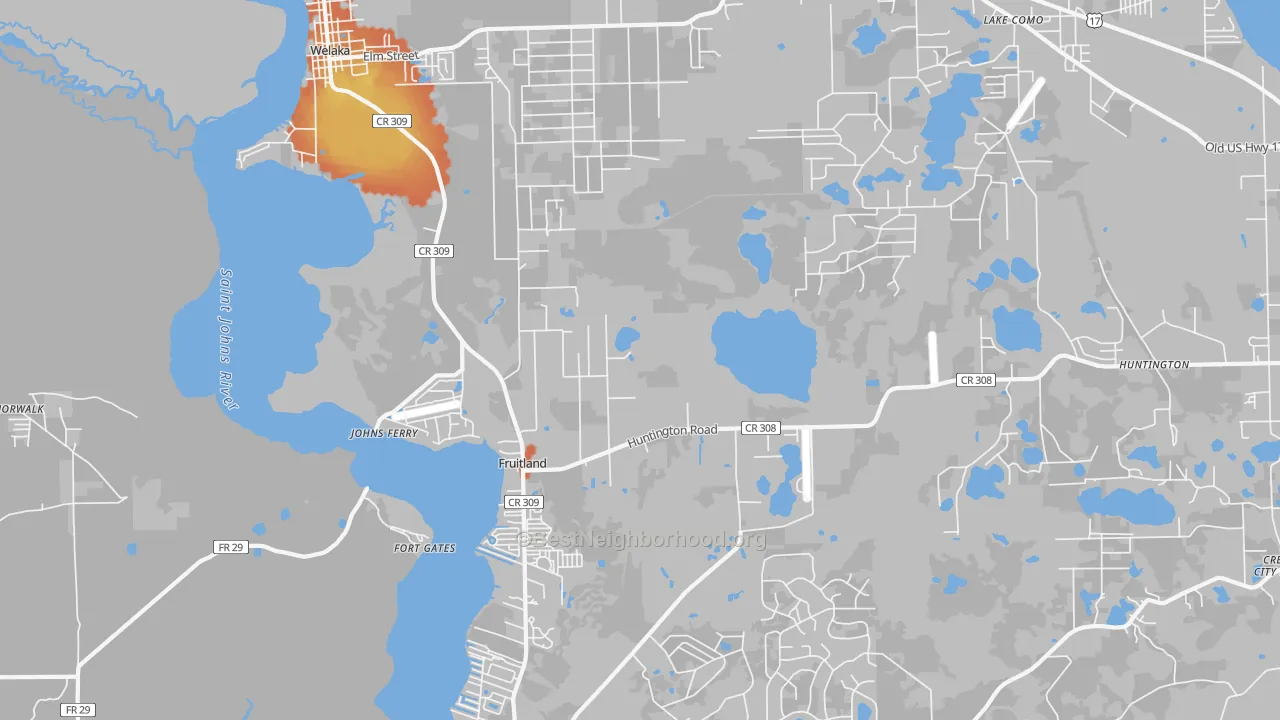 Bike Grade map of Fruitland, FL