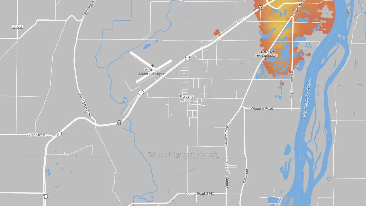 Bike Grade map of Fruitland, IA