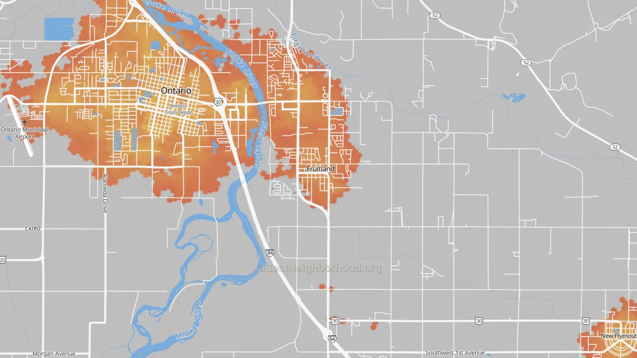 Bike Grade map of Fruitland, ID