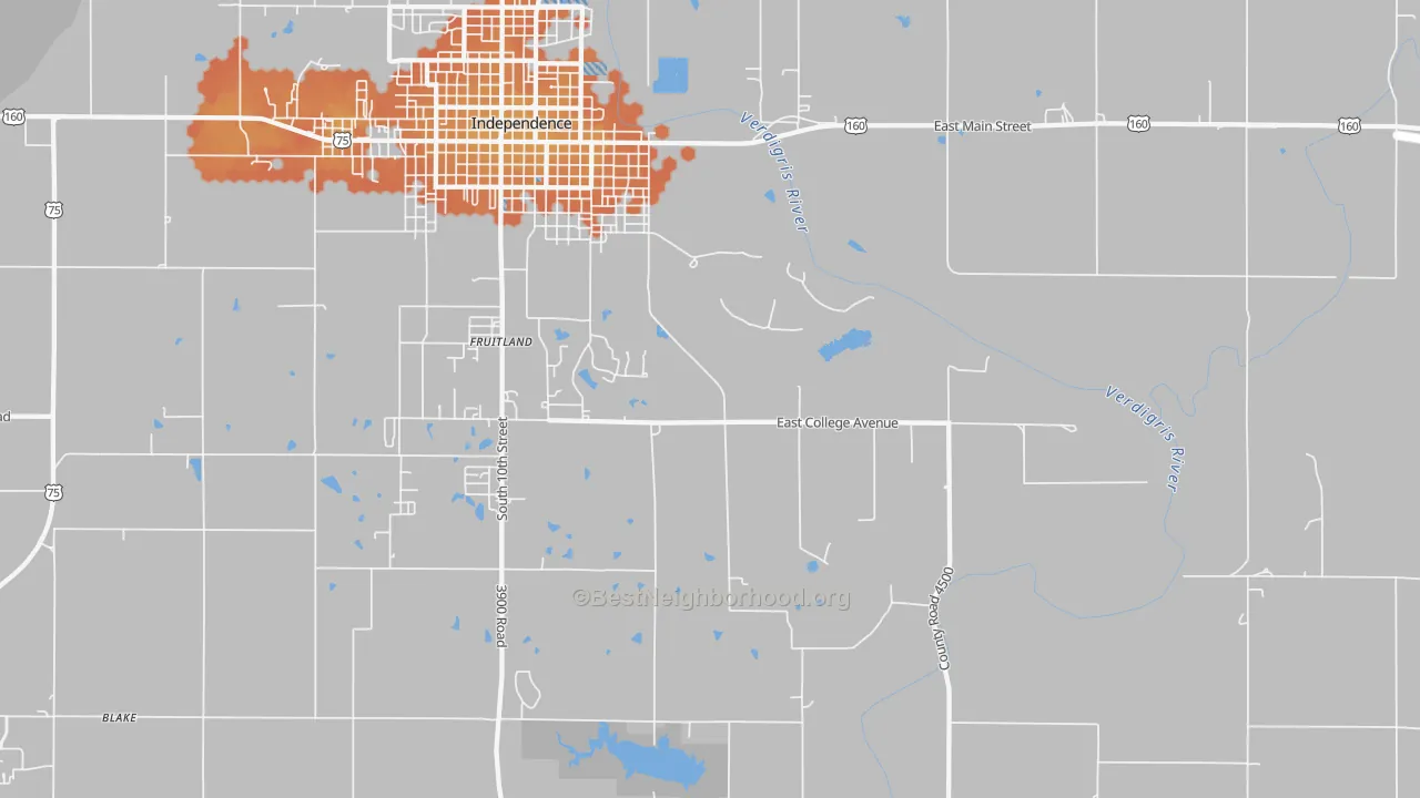 Bike Grade map of Fruitland, KS