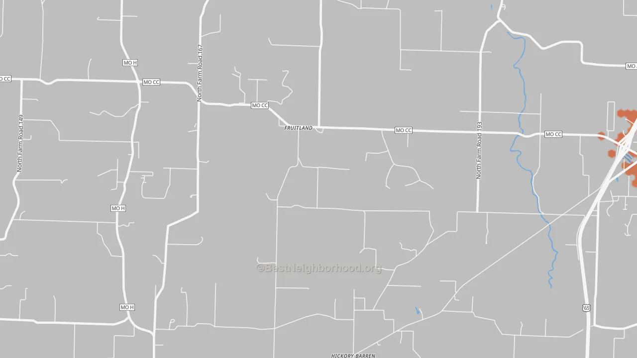Bike Grade map of Fruitland, MO