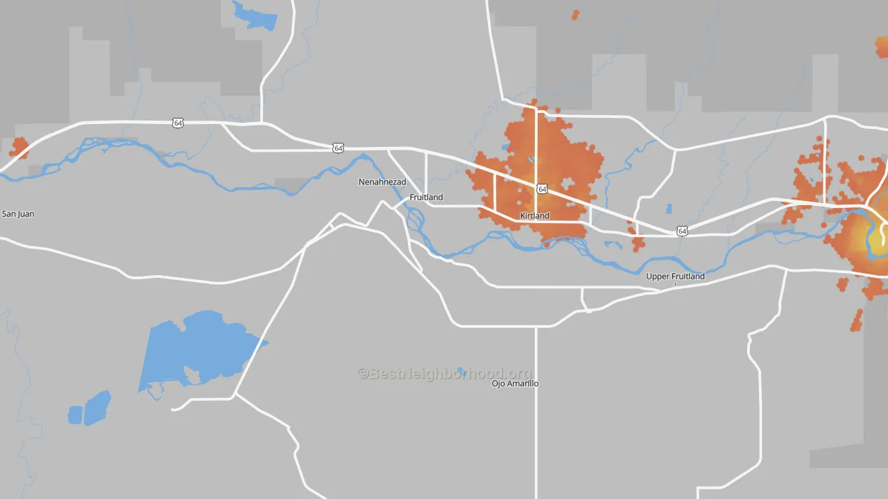 Bike Grade map of Fruitland, NM