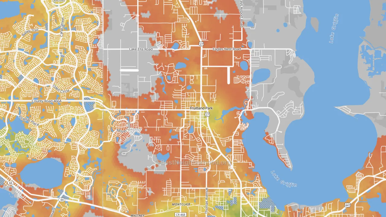 Bike Grade map of Fruitland Park, FL