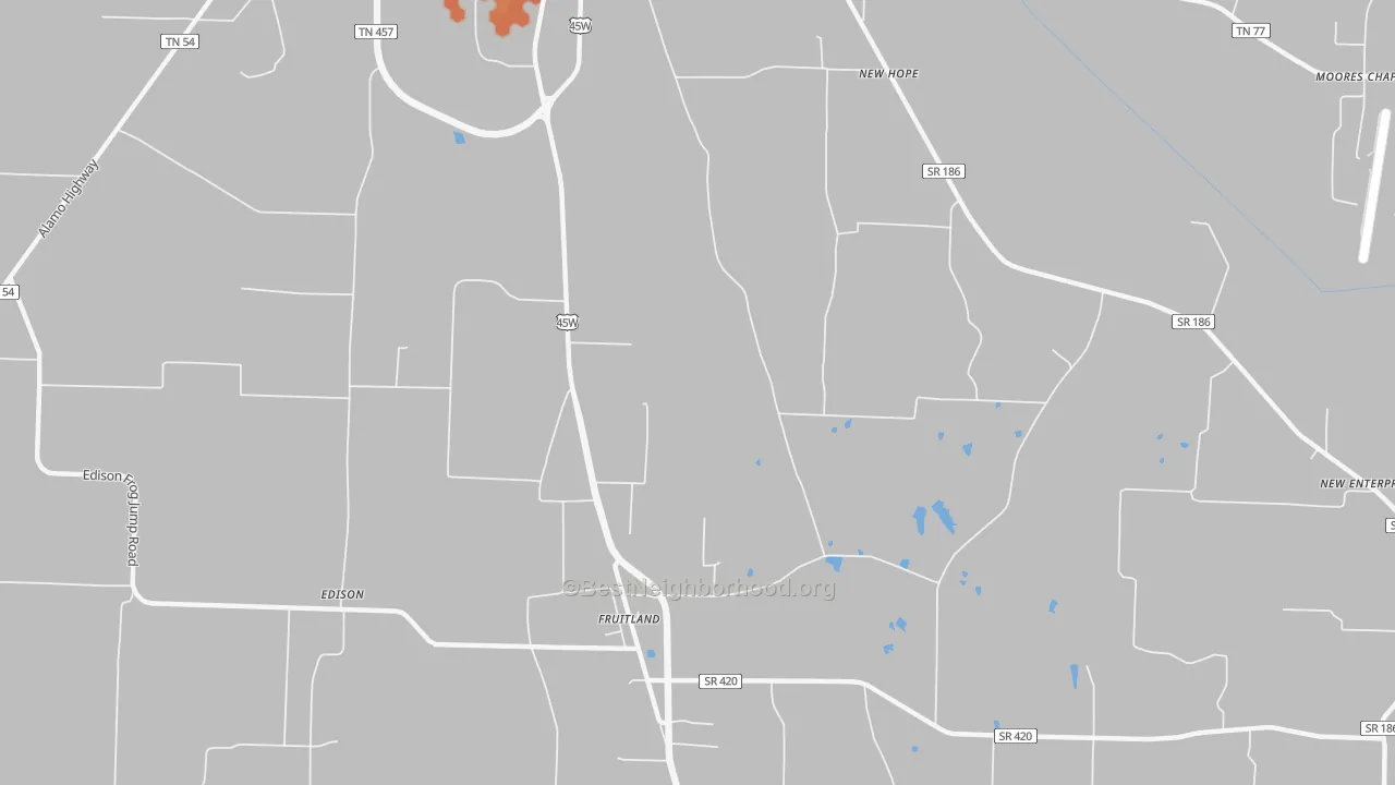 Bike Grade map of Fruitland, TN