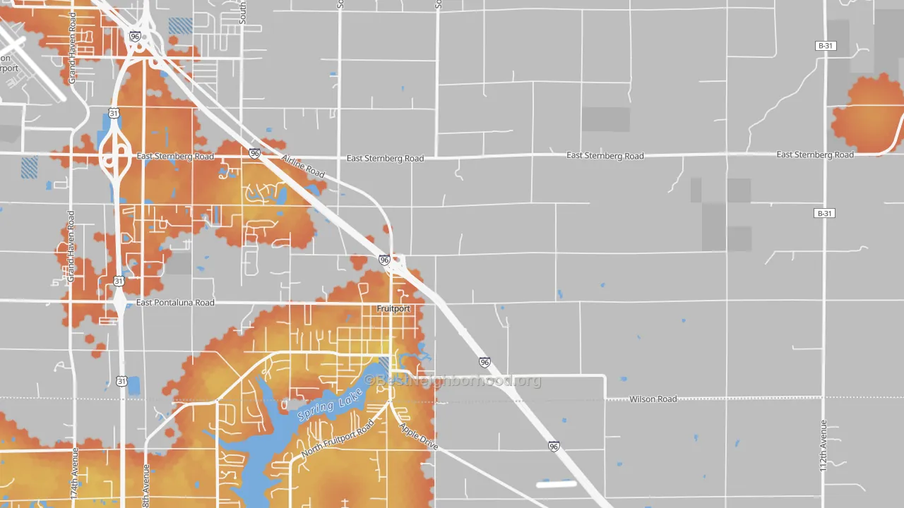 Bike Grade map of Fruitport, MI