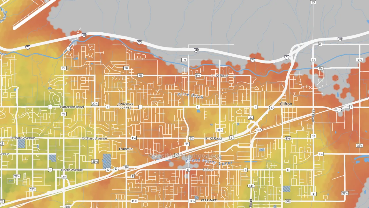 Bike Grade map of Fruitvale, CO