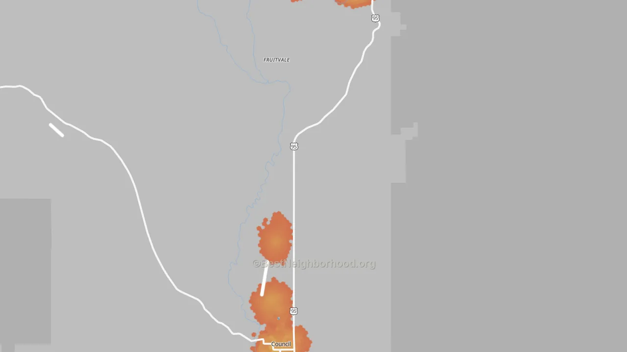 Bike Grade map of Fruitvale, ID
