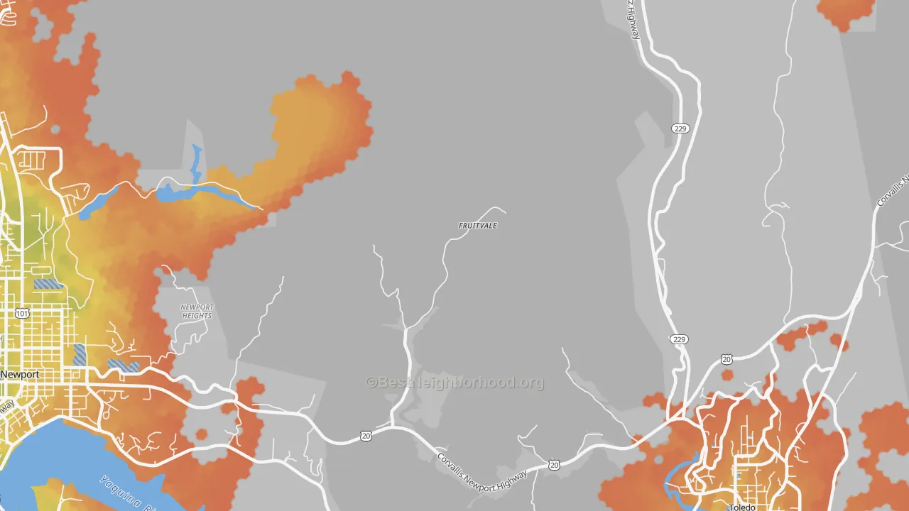 Bike Grade map of Fruitvale, OR