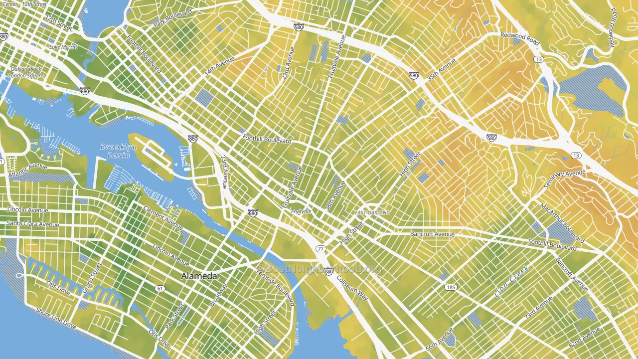 Bike Grade map of Fruitvale Station, Oakland, CA