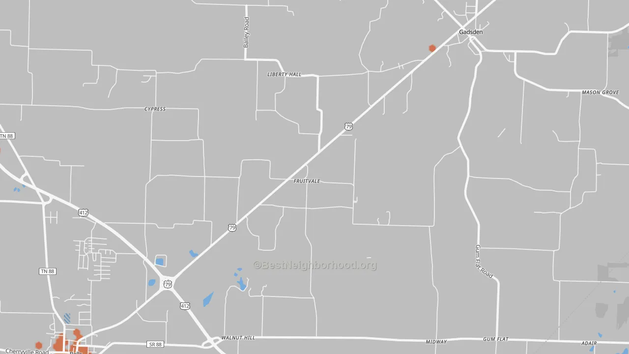 Bike Grade map of Fruitvale, TN