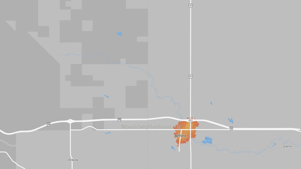 Bike Grade map of Fryburg, ND