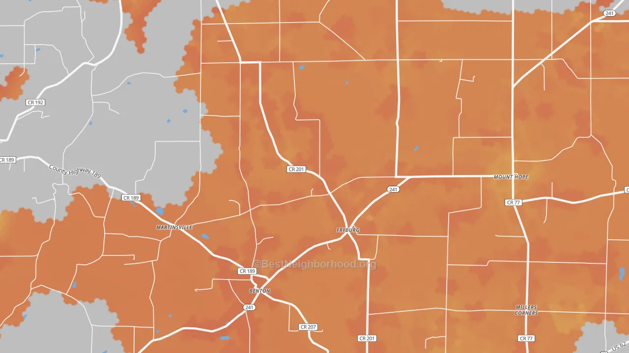 Bike Grade map of Fryburg, OH