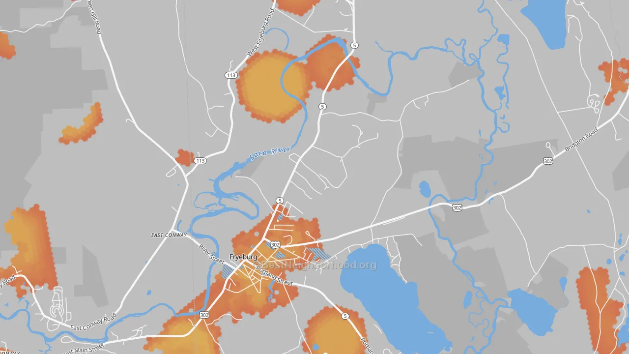 Bike Grade map of Fryeburg, ME