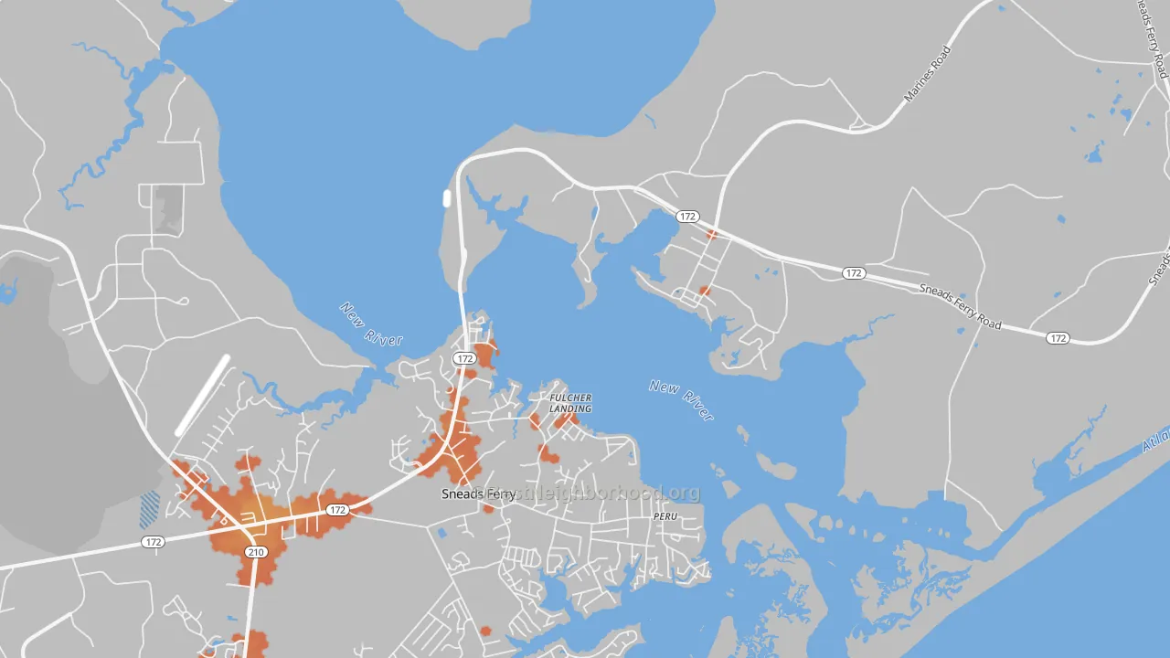 Bike Grade map of Fulcher Landing, NC