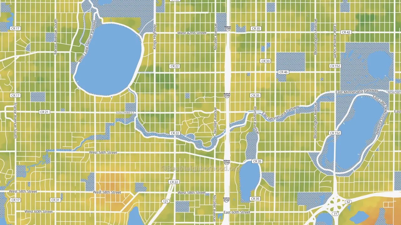 Bike Grade map of Fuller Tangletown, Minneapolis, MN