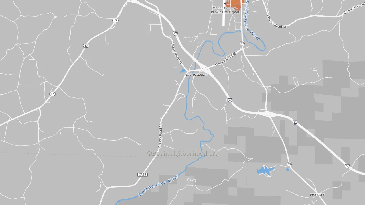 Bike Grade map of Fulton Bridge, AL