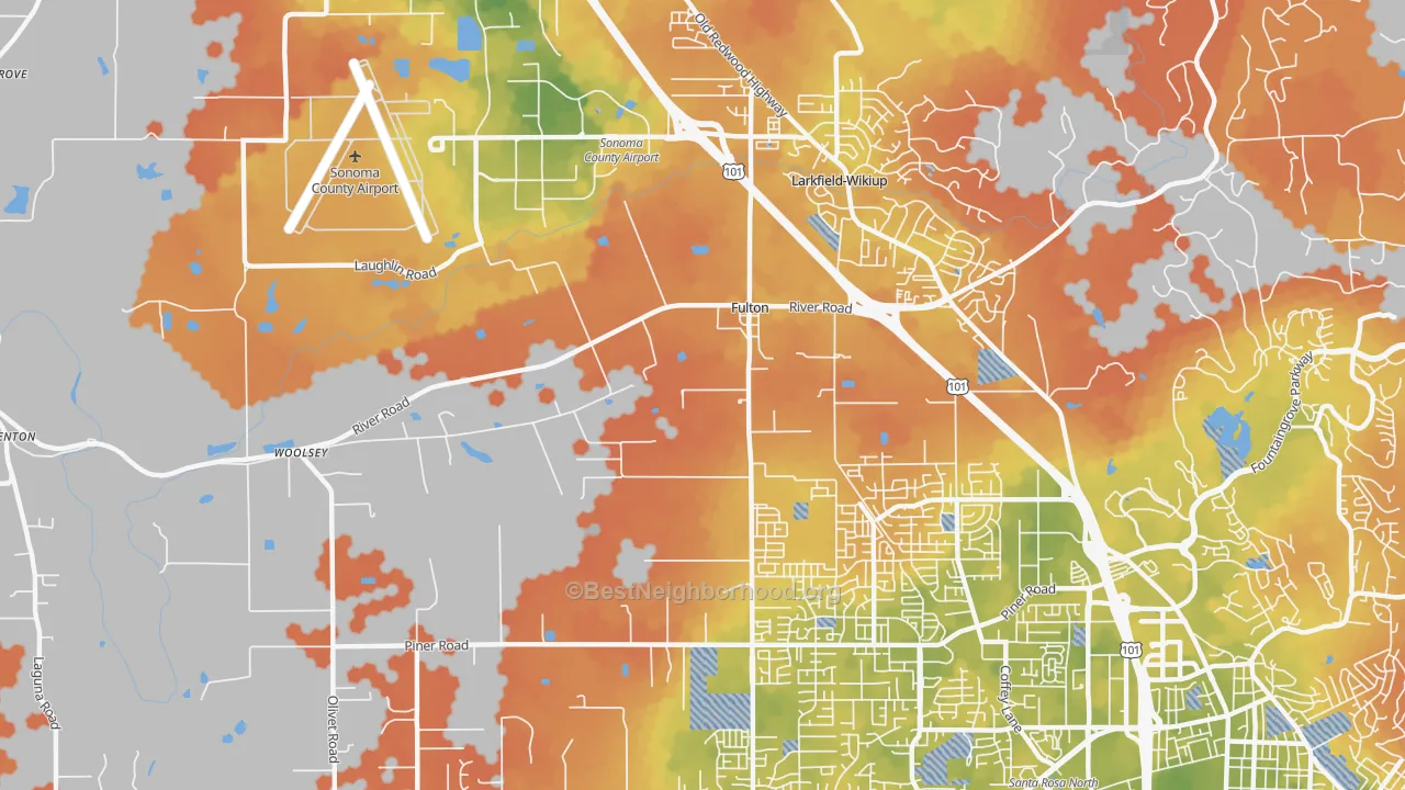 Bike Grade map of Fulton, CA
