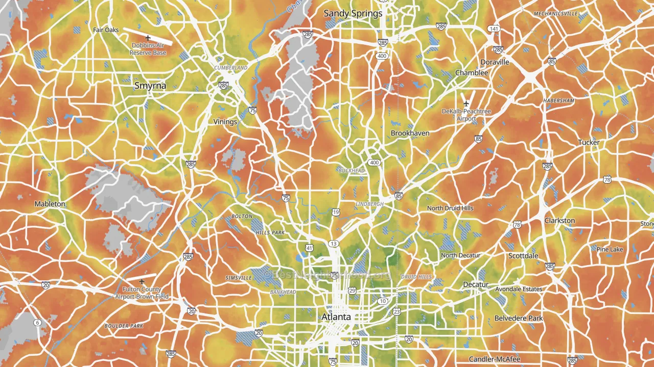 Bike Grade map of Fulton County, GA