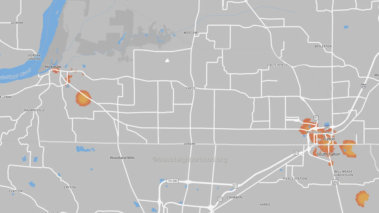 Bike Grade map of Fulton County, KY