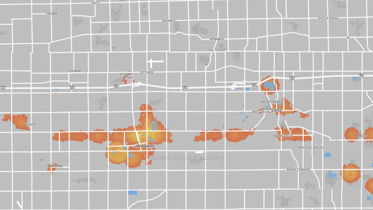 Bike Grade map of Fulton County, OH