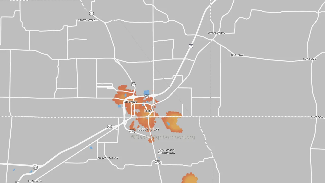 Bike Grade map of Fulton, KY