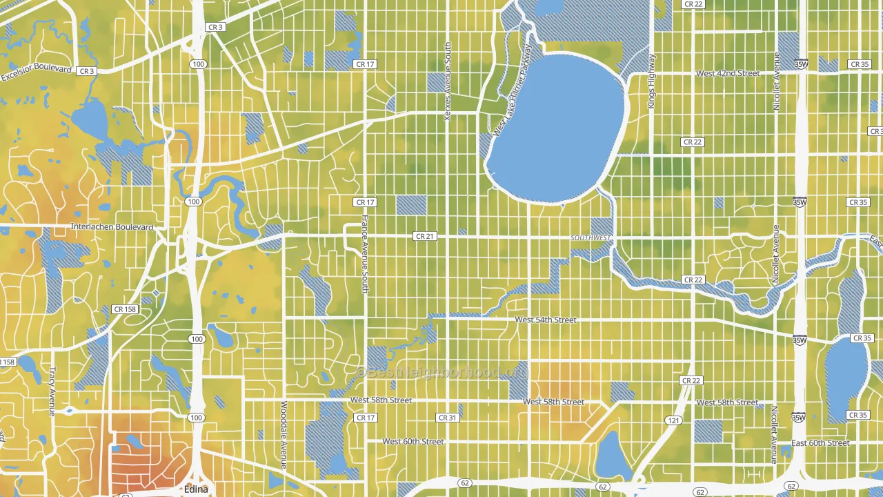 Bike Grade map of Fulton, Minneapolis, MN