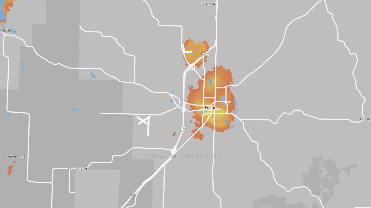 Bike Grade map of Fulton, MO