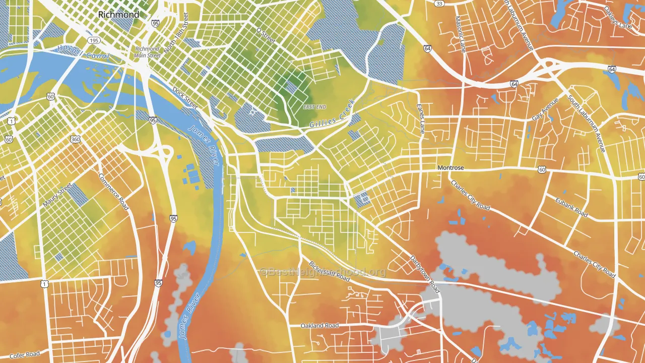 Bike Grade map of Fulton, Montrose Heights, VA