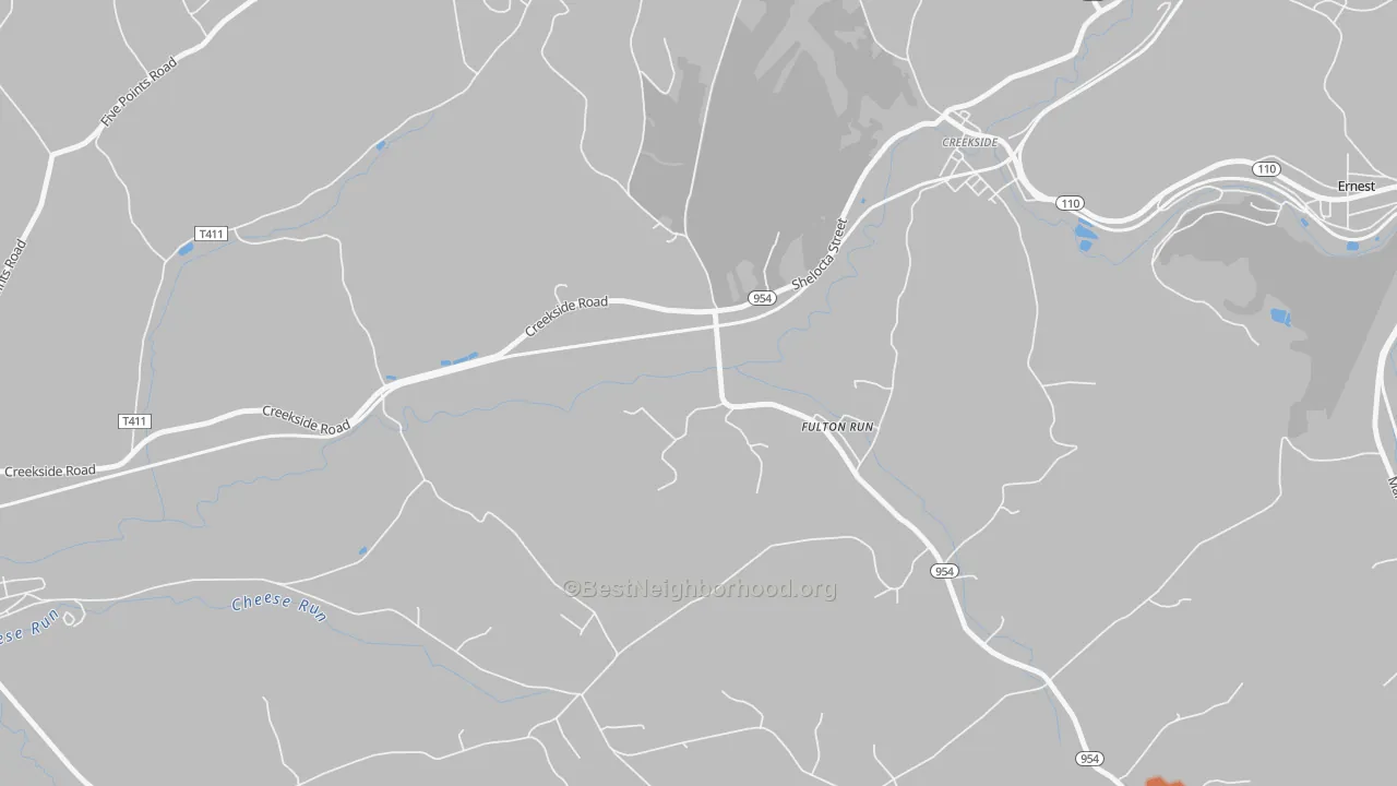 Bike Grade map of Fulton Run, PA