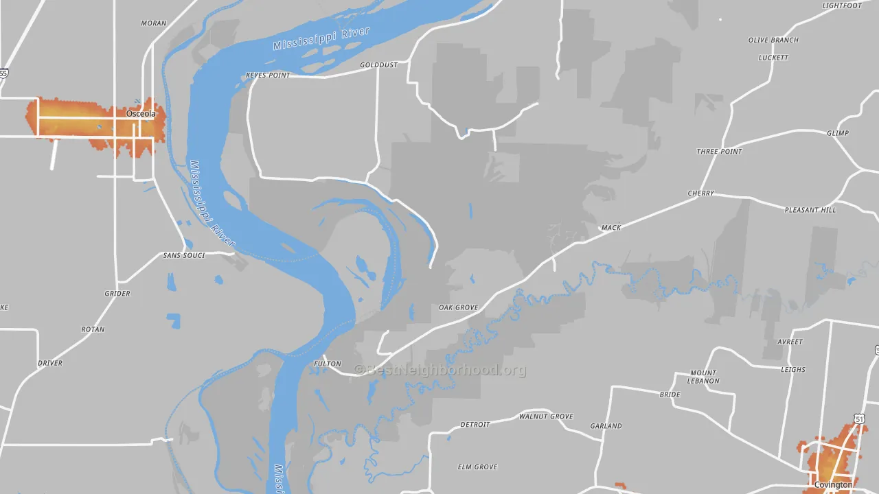 Bike Grade map of Fulton, TN