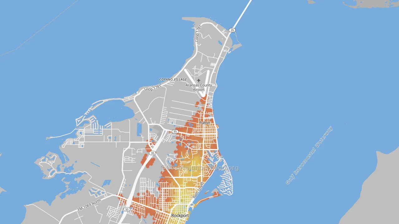 Bike Grade map of Fulton, TX