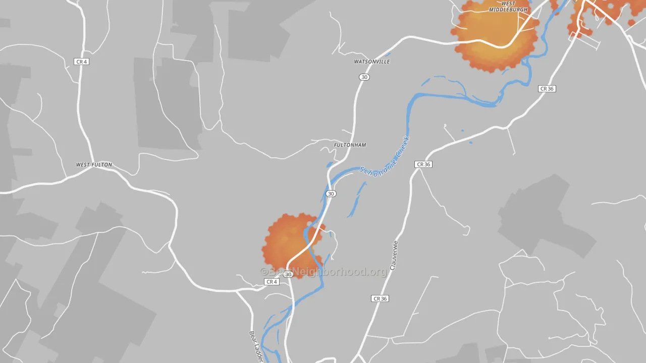 Bike Grade map of Fultonham, NY