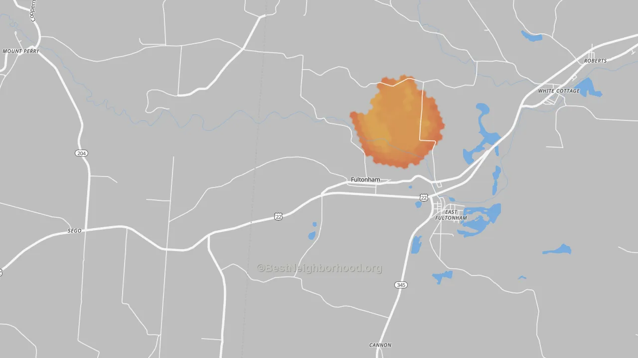 Bike Grade map of Fultonham, OH