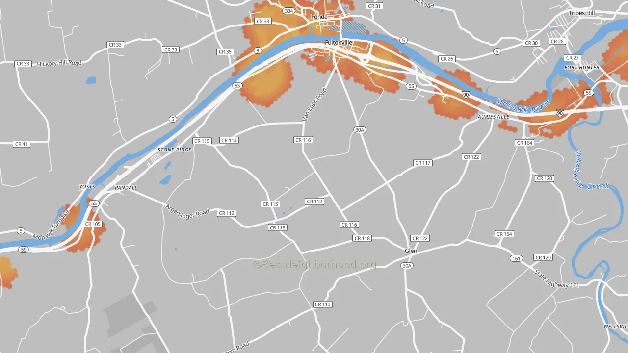 Bike Grade map of Fultonville, NY