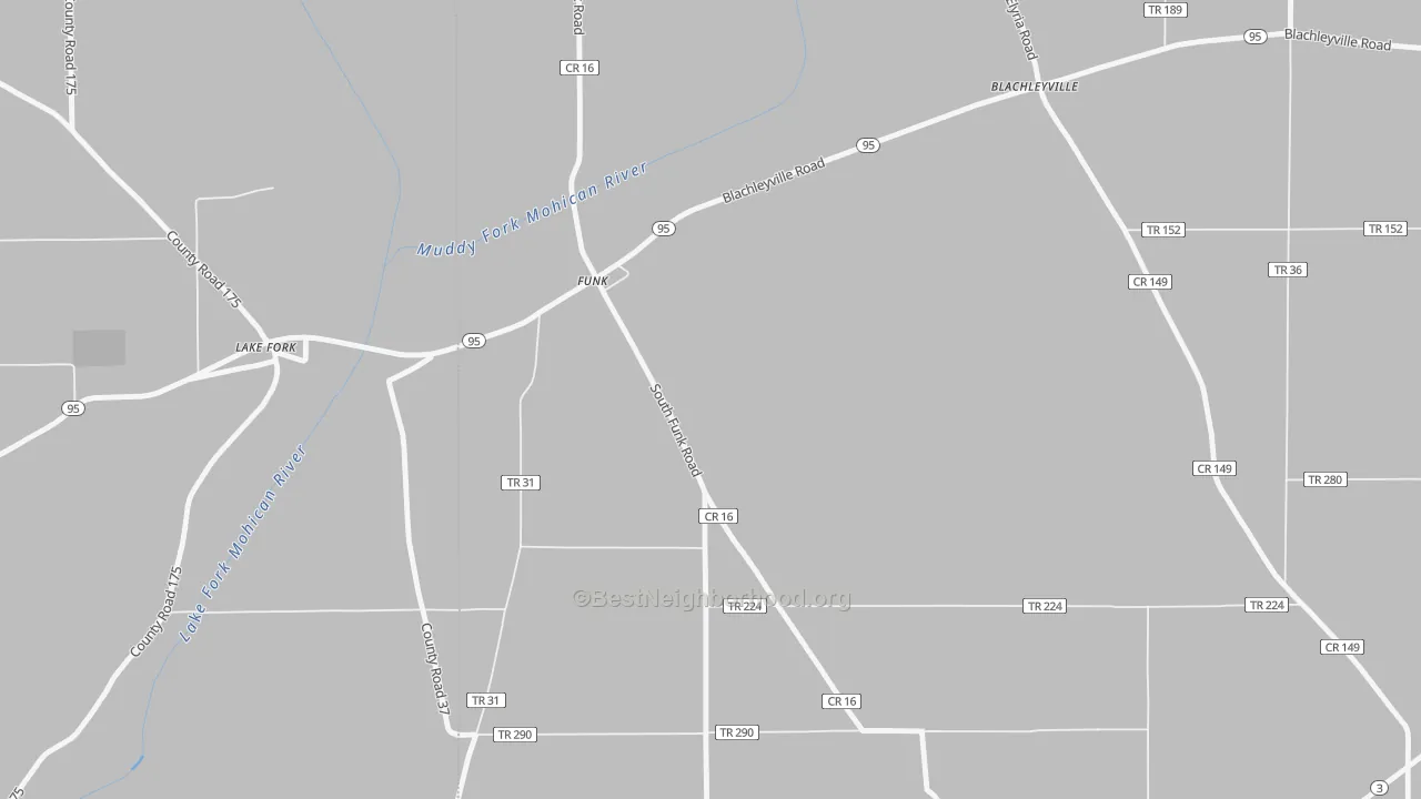 Bike Grade map of Funk, OH