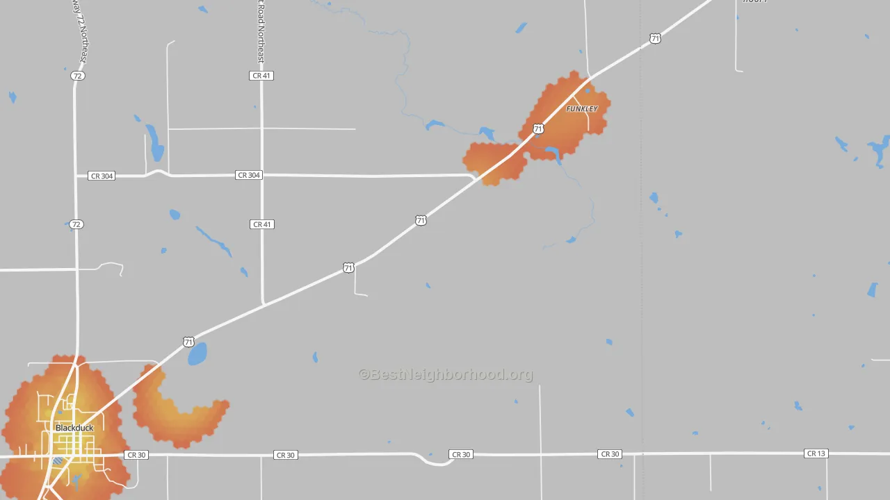 Bike Grade map of Funkley, MN