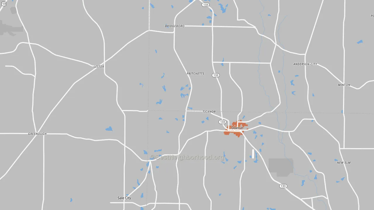 Bike Grade map of Funston, GA