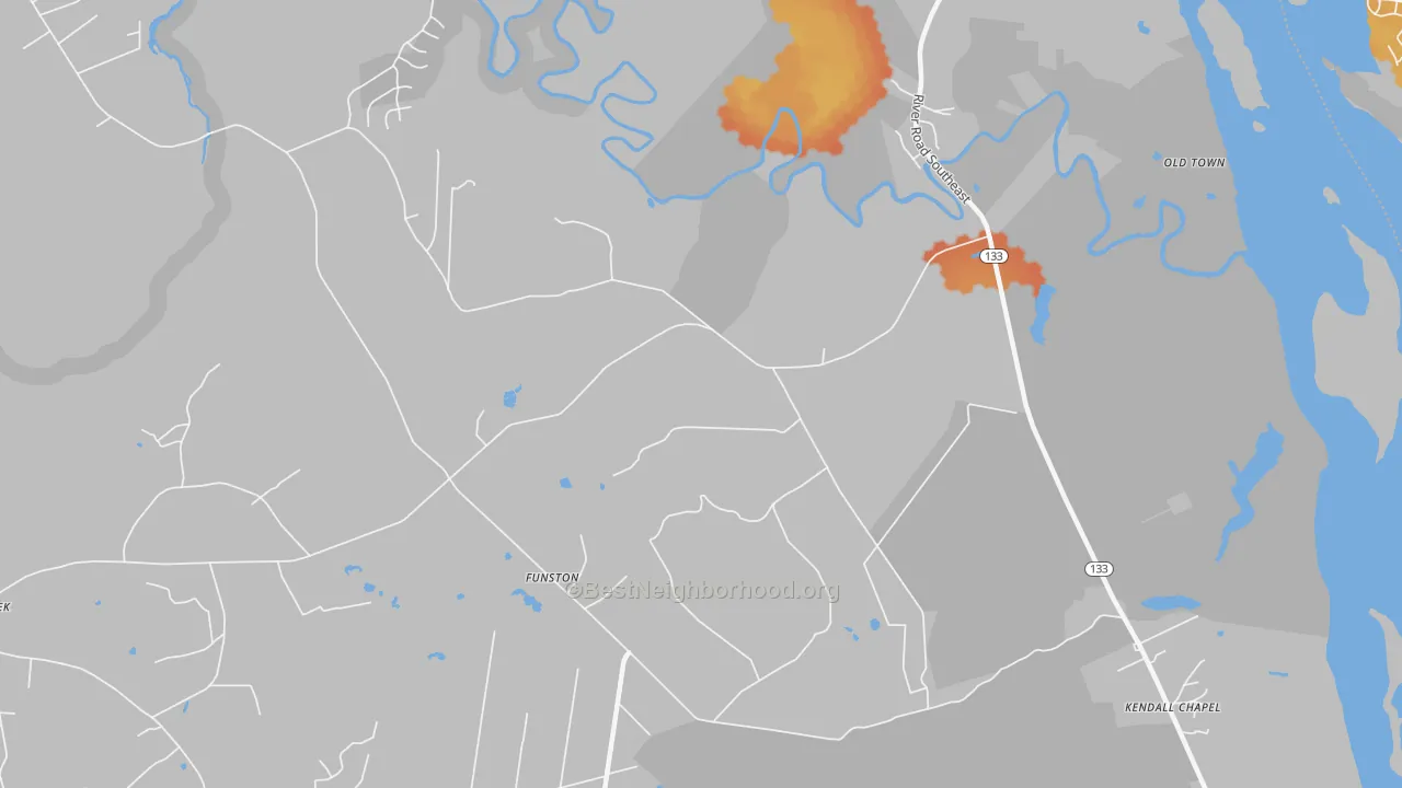 Bike Grade map of Funston, NC