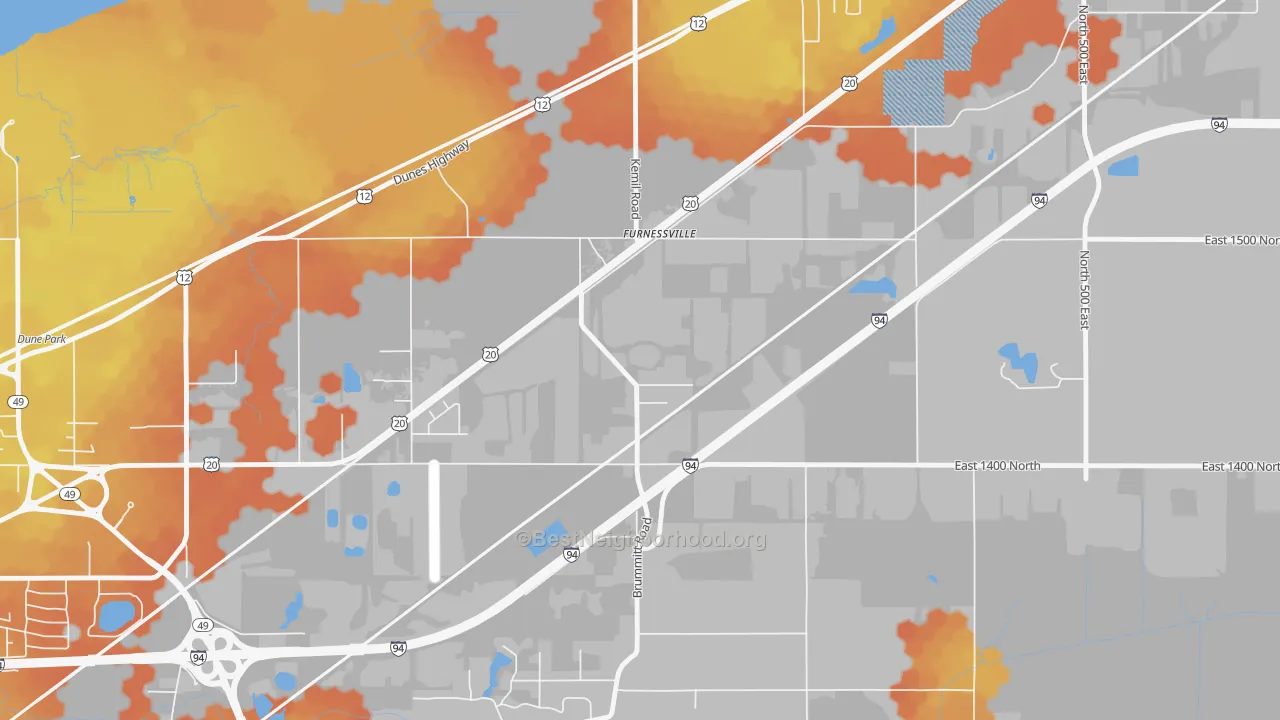 Bike Grade map of Furnessville, IN