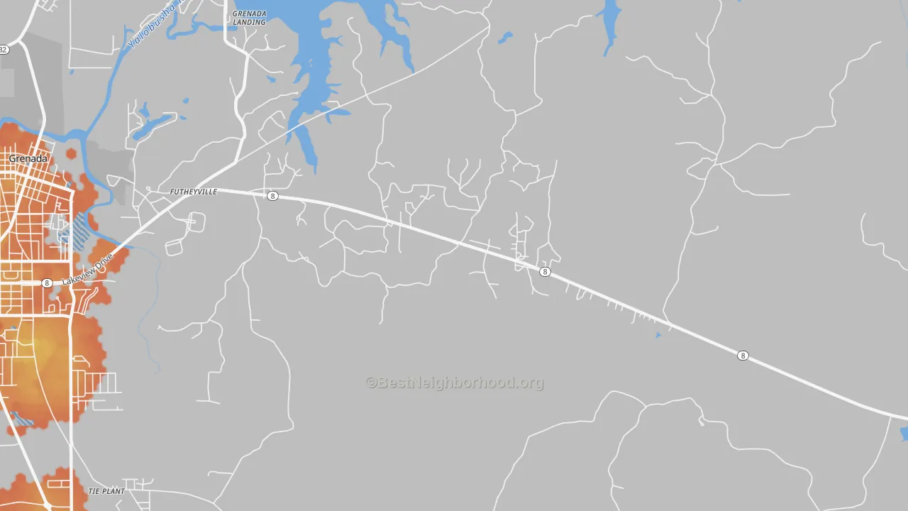 Bike Grade map of Futheyville, MS