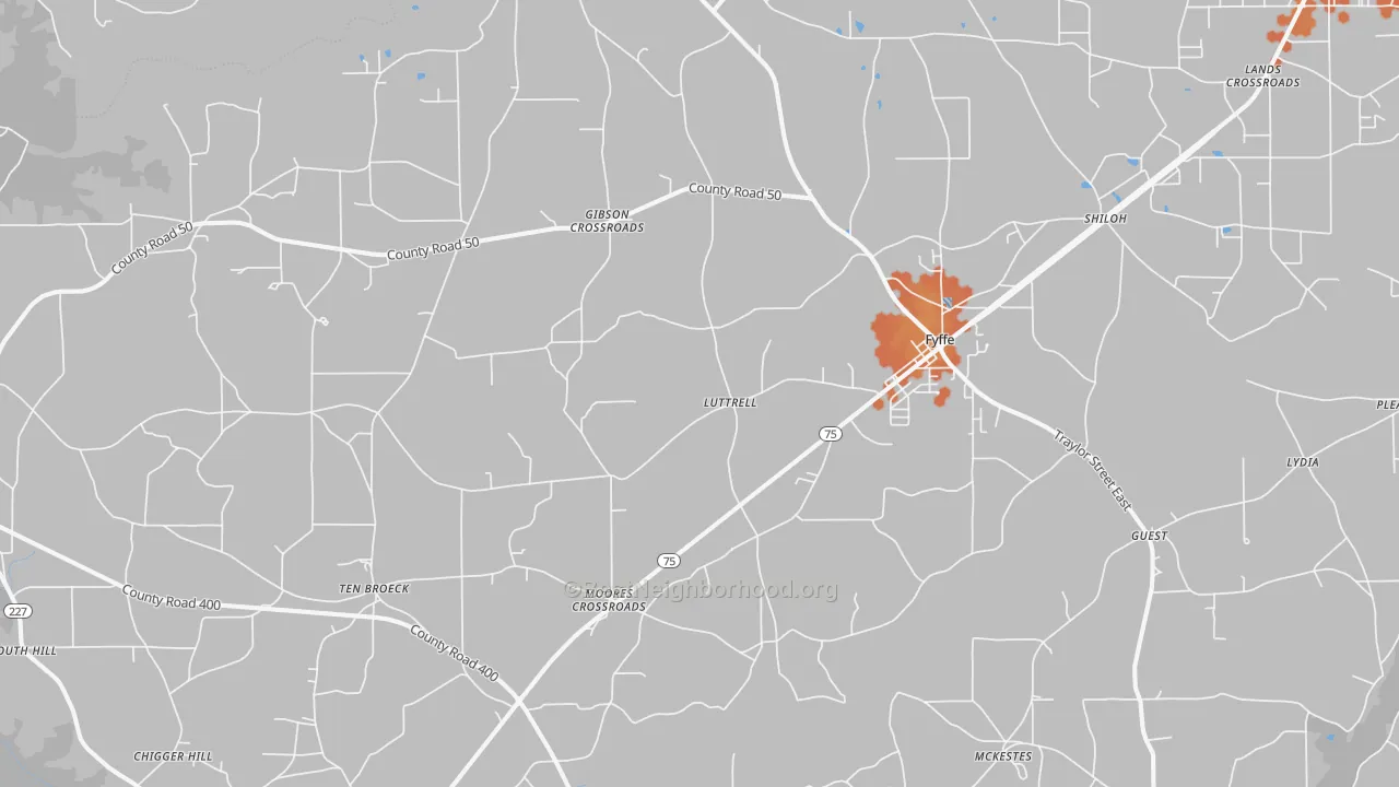 Bike Grade map of Fyffe, AL