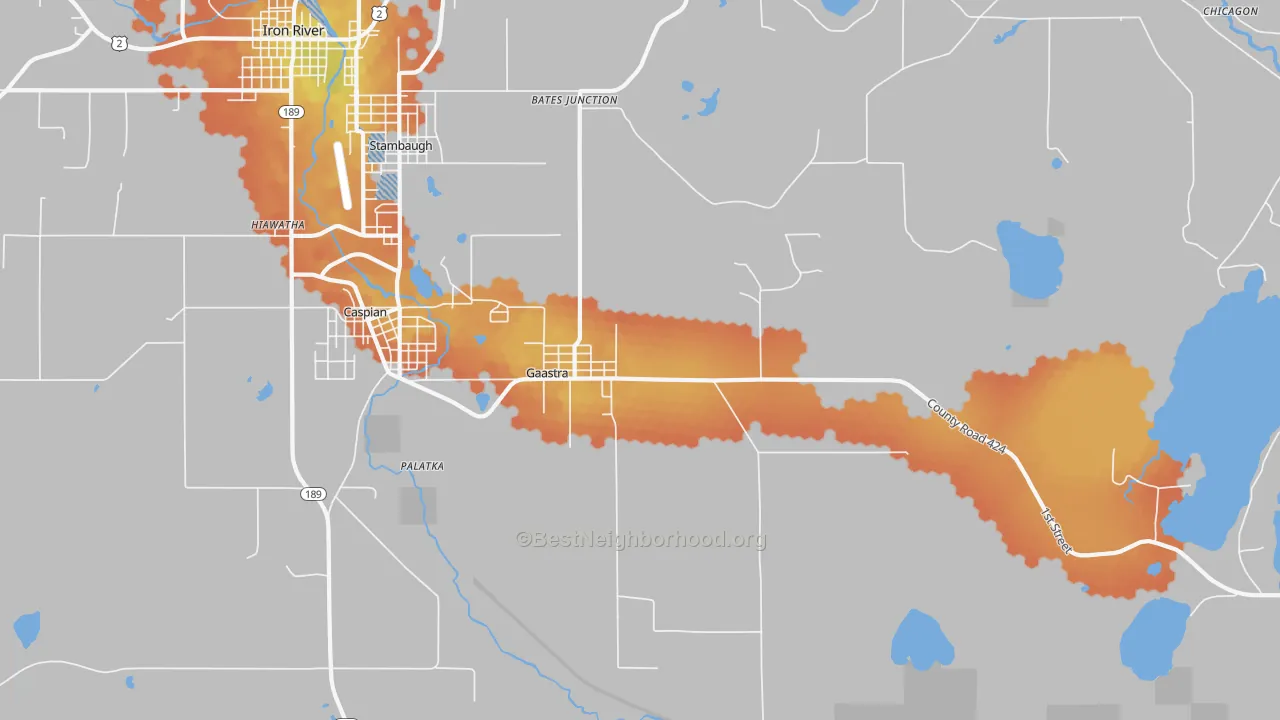 Bike Grade map of Gaastra, MI