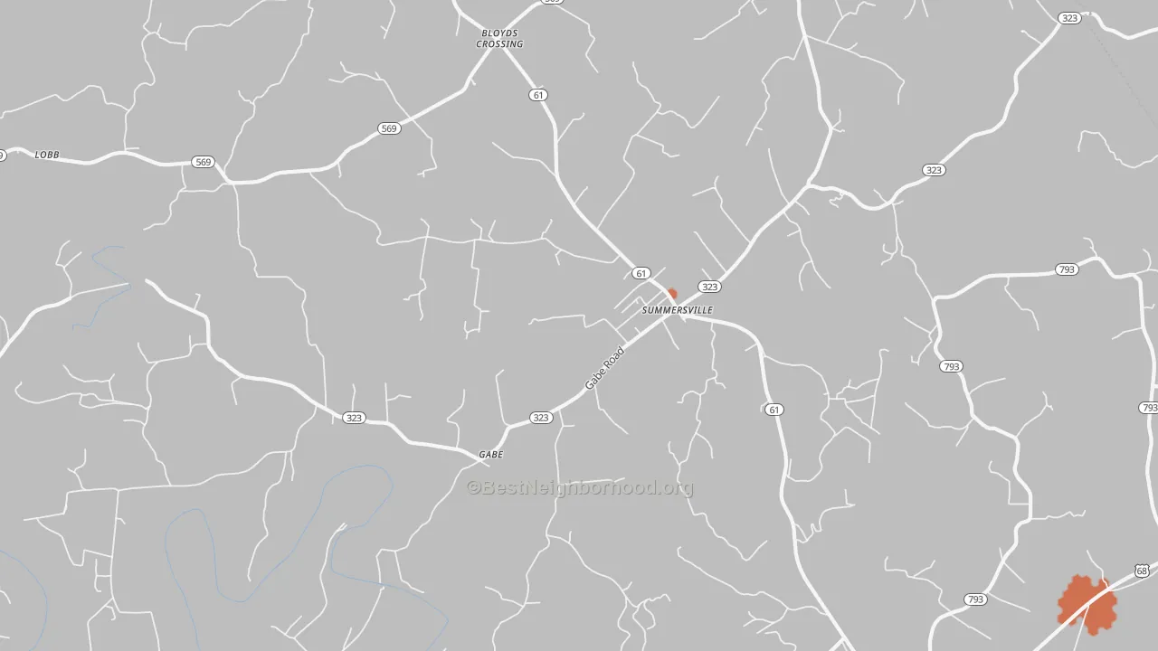 Bike Grade map of Gabe, KY