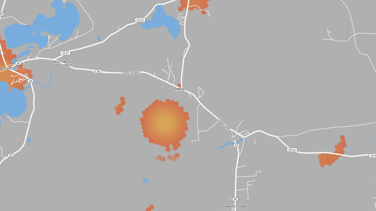 Bike Grade map of Gabriels, NY