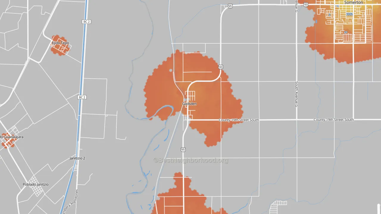 Bike Grade map of Gadsden, AZ
