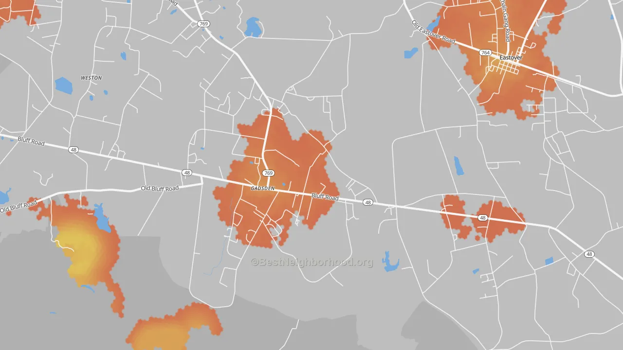 Bike Grade map of Gadsden, SC