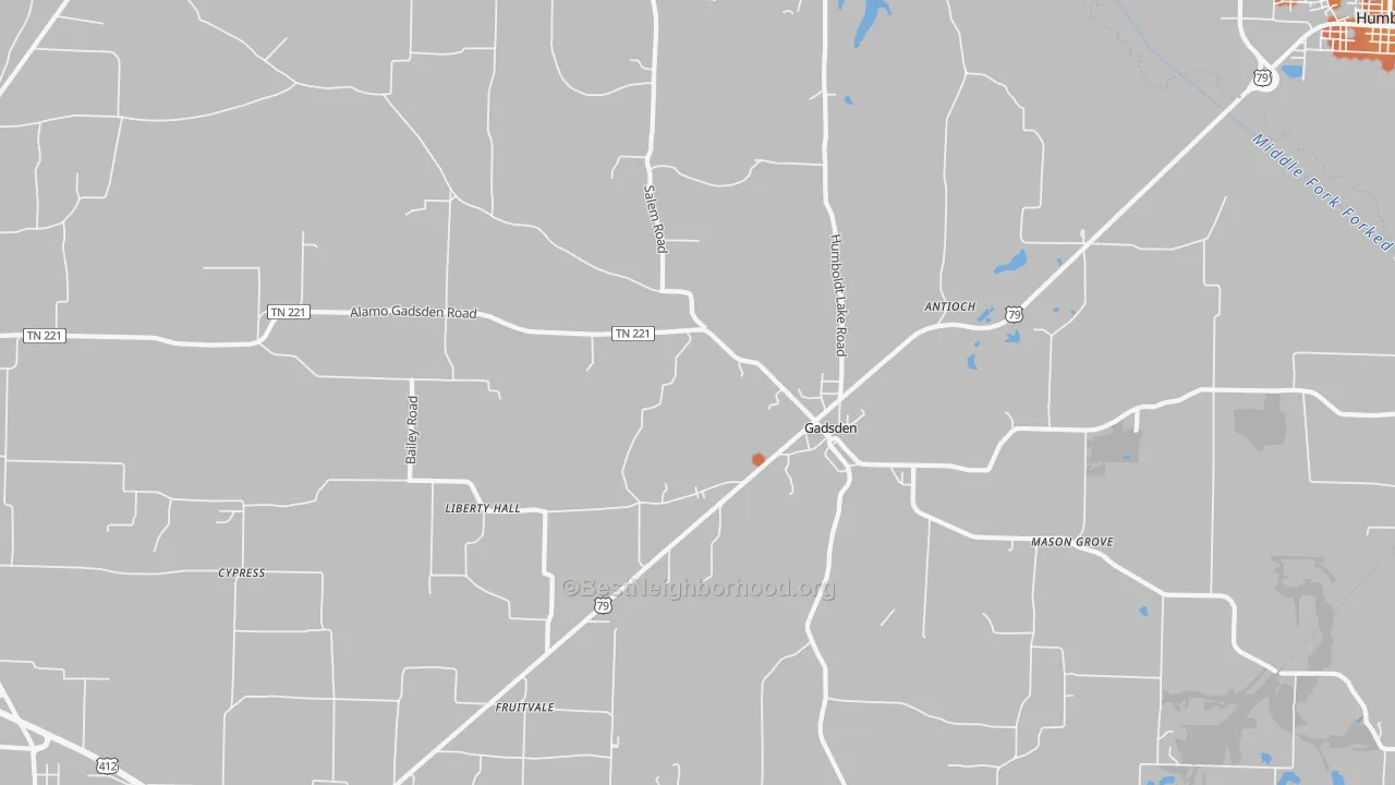 Bike Grade map of Gadsden, TN